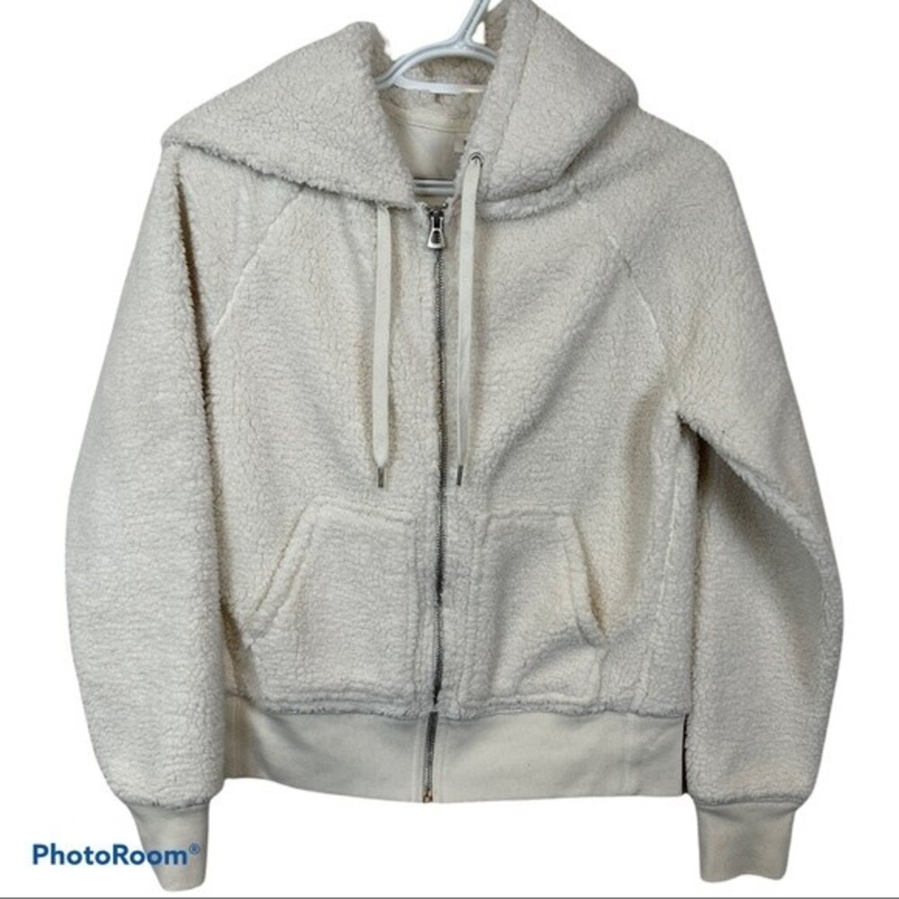 Gap cream sherpa hooded zip up jacket sz XS